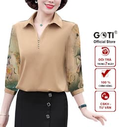 Thumbnail Áo Trung Niên Nữ Dáng Suông Rộng Bigsize Kiểu Cổ Sơ Mi Tay Lững Tặng Mẹ U40-50 GOTI 3A26 3A27 3A33 2