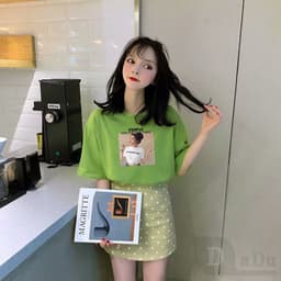 Thumbnail Mũ Lưỡi Trai Phong Cách Hàn Quốc Thời Trang Mùa Hè  Áo Thun Tay Ngắn Cổ Tròn Dáng Rộng In Họa Tiết Hoạt Hình Thời Trang Xinh Xắn Cho Nữ 3