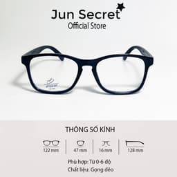 Thumbnail Mắt kính giả cận trẻ em Jun Secret gọng nhựa dẻo, tròng hình chữ nhật đơn giản dễ thương dành cho bé trai, bé gái JS0034 1