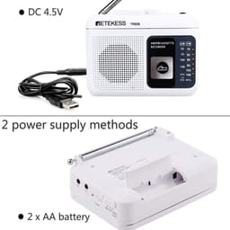 Thumbnail Đài radio RETEKESS TR606 AM FM hỗ trợ ghi âm với giắc tai nghe 3.5mm và ăng ten dài 4