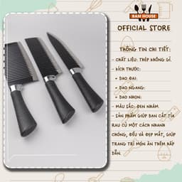 Thumbnail Dao bếp đa năng inox Bam House lưỡi gợn sóng siêu bén cán cao su cao cấp DGS01 3