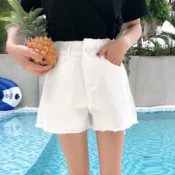 Thumbnail Quần Short Denim Lưng Cao Dáng Rộng Phong Cách Hàn Quốc Thời Trang Mùa Hè 4 Màu Sắc Chọn Lựa Dành 3