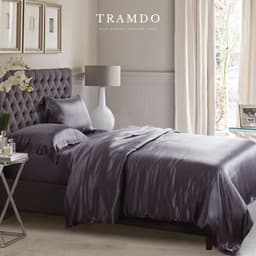 Thumbnail Bộ Chăn Ga Gối Lụa Cao Cấp NITE9SILK TRAMDO BEDDING Màu Xám Đen 4