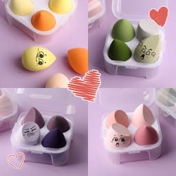Thumbnail Set 4 bông mút trang điểm IMAGIC sử dụng khô mềm mại không hút phấn kèm hộp đựng 3