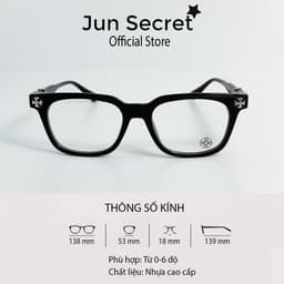 Thumbnail Gọng kính mắt nam nữ thời trang Jun Secret gọng vuông ôm mặt viền kính đính kim loại, hiện đại nhiều màu sắc JS22A73 1