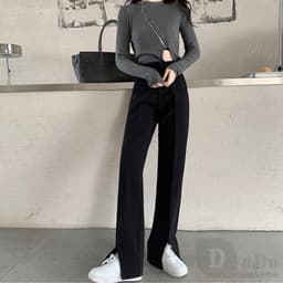 Thumbnail Quần Dài Nữ Lưng Cao Ống Rộng Thời Trang Hàn 3