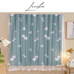 Thumbnail Rèm cửa dán tường 2 lớp LEVIKA họa tiết dễ thương, không khoan đục, chắc chắn, giá rẻ 1