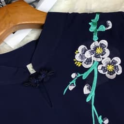 Thumbnail Bộ Trung Niên Cho Mẹ MAI THY S771, Set Đồ Cho Mẹ Trung Niên Áo Cổ Tàu Thêu Hoa Mai Quần Thun Mát Mẻ | Thời Trang Nữ U50 1