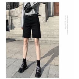 Thumbnail Quần short denim daduhey màu đen dáng suông ống rộng phong cách Hàn Quốc mùa hè cho nữ (không kèm thắt lưng Pos) 1