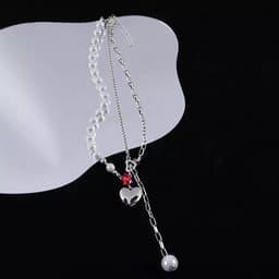 Thumbnail Vòng Cổ Mushroom Lee Ngọc Trai Dạ Quang Pha Lê Đỏ Broken Heart 2
