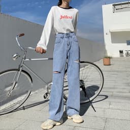 Thumbnail Daduhey Quần Jeans Cho Nữ Lưng Cao Xẻ Rách Cá Tính Size S-5XL 2
