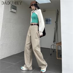 Thumbnail Daduhey Quần dài ống rộng lưng cao 6 màu tùy chọn thời trang năng động cho nữ 3