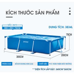 Thumbnail Bể bơi thành cao, khung kim loại chữ nhật, gấp gọn INTEX - Bể bơi cho bé, bể bơi kim loại, bể bơi di động 2