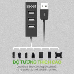 Thumbnail HUB Chuyển Đổi Chia Cổng USB ROBOT H140-80 Mở Rộng 4 Cổng USB 2.0 Dây Nối Dài 80 Cm 2
