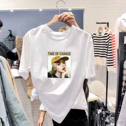 Thumbnail Áo Thun Mùa Hè In Họa Tiết DaDu Đơn Giản Trẻ Trung  Áo Thun Cotton Plus Size Ngắn Tay Phong Cách Hàn Quốc 2