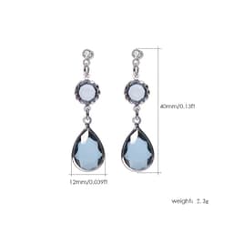 Thumbnail Khuyên tai Pinkdudu PD441 hợp kim dáng dài đính đá pha lê màu xanh dương phong cách boho thời trang cho nữ 2