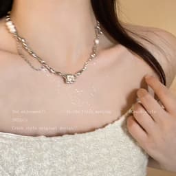 Thumbnail Dây chuyền 17KM mạ bạc đính ngọc trai nhân tạo thời trang cho nữ 2