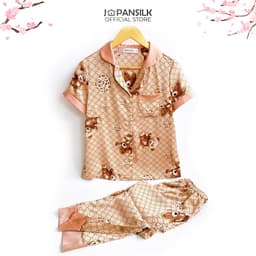 Thumbnail Bộ đồ ngủ Bigsize Pijama lụa Nhật cao cấp JAPANSILK, ngắn tay quần dài màu sắc tối giản tôn dáng 3