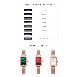Thumbnail Đồng hồ quartz CRRJU 2173 X mặt vuông thời trang bằng thép không gỉ chịu nước 4