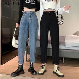 Thumbnail Quần jeans lưng cao ống đứng thời trang Hàn cho nữ 2