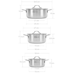 Thumbnail Bộ nồi inox 1 đáy Fivestar H.T cook HT-06DN 3 món nắp inox dùng được bếp từ , gas , hồng ngoại 1