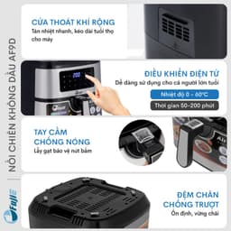 Thumbnail Nồi chiên không dầu FujiE AF9D dung tích 9.2L - Bảng điều khiển điện tử - Chương trình cài đặt sẵn 4