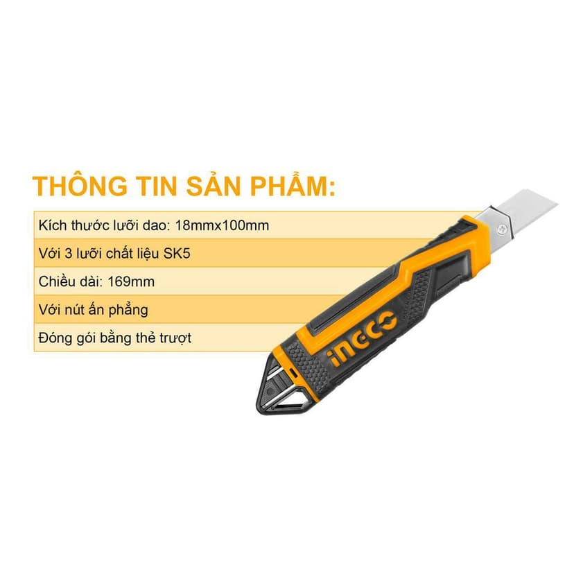 Ảnh Dao rọc giấy Ingco HKNS11815 x1 lưỡi dài 179mm | HKNS16538 | HKNS28035 x3 lưỡi dao 18mm x 100mm, chiều dài 169mm 3
