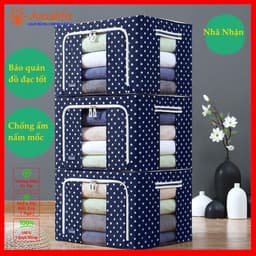 Thumbnail COMBO 3 Túi Đựng Chăn Màn Khung Sắt Gấp Gọn 66 Lít Size 50*40*33cm Chọn Màu, Hộp Vải Đựng Đồ Đa Năng Khung Thép Khóa Kéo 3