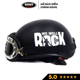 Thumbnail Nón bảo hiểm nửa đầu 1/2 thời trang SUNDY, Tem hình ROCK cá tính, siêu cute, freesize 55-59cm an toàn 2