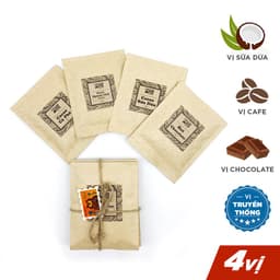 Thumbnail Set 4 gói dùng thử thức uống socola mix vị cafe, sữa dừa, chocolate, nguyên chất thơm ngon CACAOMI 1