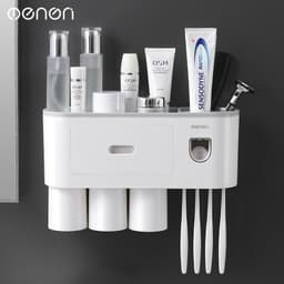 Thumbnail Kệ Nhả Kem Đánh Răng Tự Động OENON 5 Cốc Chất Liệu Nhựa ABS Lắp Đặt Dán Tường Gạch Men 3
