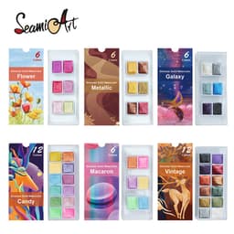 Thumbnail Bộ 6 / 12 Màu Nước Seamiart Ánh Kim Đơn Xác Lấp Lánh Nhỏ Gọn 1