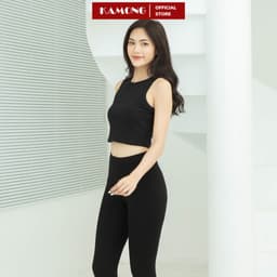 Thumbnail Quần legging dài nữ KAMONG vải cotton dẻo co dãn tốt cạp cao dáng dài LG003 4