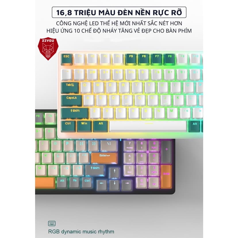 Ảnh Bàn Phím CƠ ZIYOU K3 Luxury Cao Cấp, Phím Gõ Êm Sử Dụng Trục Cơ Red Switch, Led 16,5 Triệu Màu 10 Chế Độ, Bảo Hành 12t 3