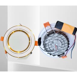 Thumbnail Đèn Led âm trần, Vilighting, ánh sáng trắng, 3 màu 7w phi 90 viền vàng, viền bạc đế đúc. Bảo hành 24 tháng 4
