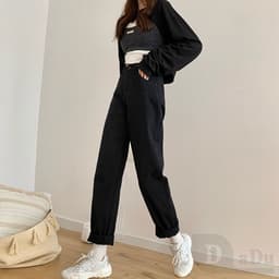 Thumbnail Quần Jeans Nữ Lưng Cao Ống Rộng 2 Màu Thời Trang 1