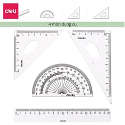 Thumbnail Bộ thước kẻ, thước đo độ, eke Deli cho học sinh bộ dụng cụ học tập 4 chiếc Trong suốt, dễ nhìn và đo chính xác 1