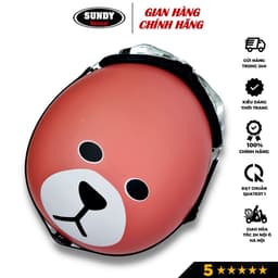 Thumbnail Mũ bảo hiểm nửa đầu chính hãng SUNDY tem hình Gấu Nâu đáng yêu, nón 1/2 freesize nam nữ, kèm kính UV, kính phi công 3