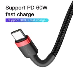 Thumbnail Cáp Baseus USB Type C sang USB Type C cho Samsung S8 S9 Plus Điện thoại di động Xiaomi PD 60W QC3.0 3A Cáp sạc nhanh cho loại C 1