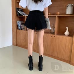 Thumbnail Quần Short Jean Lưng Cao Dáng Rộng Thời Trang Mùa Hè Phong Cách Hàn Quốc 3
