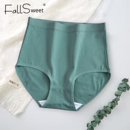 Thumbnail Quần Lót Cotton FallSweet Nữ Eo Cao Thoải Mái Màu Trơn Plus Size M-XXXL 2