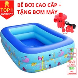 Thumbnail Bể bơi cho bé cao cấp hình chữ nhật đủ kích cỡ 2-3 tầng đáy 2 lớp chống trượt bền đẹp Amalife 4