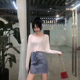 Thumbnail Chân váy jean Màu Đen Lưng Cao Dáng Ôm Thời Trang Mùa Hè Phong Cách Hàn Quốc 3