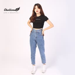 Thumbnail Quần baggy jeans nữ Chollima form rộng 2 bách nhọn QD015 ulzzang phong cách hàn quốc 1