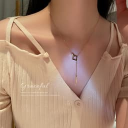 Thumbnail DREJEW Dây chuyền thép titan mặt hình học phong cách Hàn Quốc 1