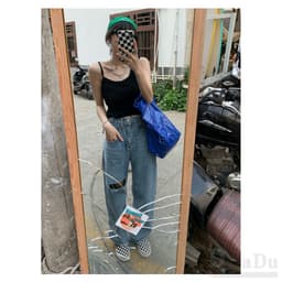 Thumbnail Quần Jeans Dài Phối Vết Rách Cá Tính Thời Trang Nữ 2