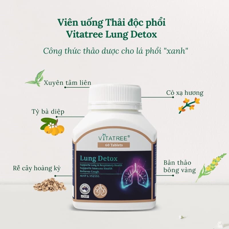 Ảnh Bổ Phổi Úc Vitatree Lung Detox 60 viên Giúp cải thiện các chức năng của Phổi, tăng cường miễn dịch Extaste 3