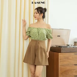Thumbnail Quần short nữ cạp cao KAMONG dáng quần ống rộng đủ màu, đủ size Q003 1