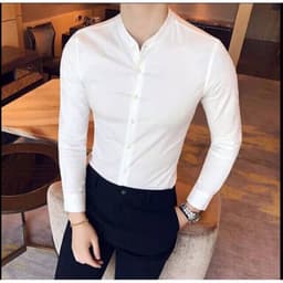 Thumbnail Áo sơ mi nam Gấu 194 cổ trụ - tàu tay dài vải coton lụa mềm co dãn, ít nhăn - form slimfit sang trọng cao cấp 3