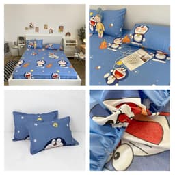 Thumbnail Ga trải giường cotton poly kèm 2 vỏ gối đầu 45x65cm Mẫu Doreamon - Zingzingmart 3